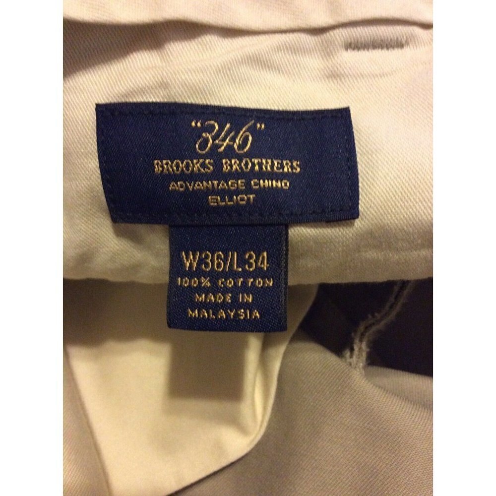 Brooks Brothers 346 Advantage Chino Elliot Pleated Beige Khaki Pants Men's 36x34 - Picture 4 of 11